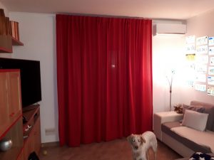 tende arricciate in misto lino e con asole a scomparsa su bastone RIF: TC432