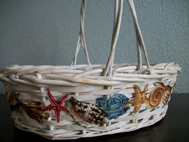 Cestino con decoro marino shabby marino