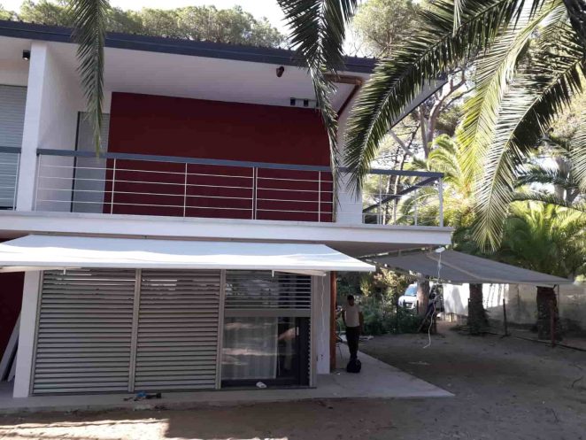 tenda a bracci in tessuto poliestere bianco