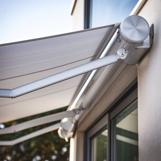 dettaglio cassonetto in alluminio per tenda a bracci